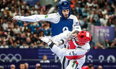 Edival Pontes, o Netinho, na disputa do taekwondo nos Jogos Olímpicos de Paris-2024