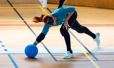 Geovana Moura em ação no goalball antes dos Jogos Paralímpicos de Paris-2024