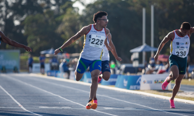 Hygor Gabriel vencendo os 100m rasos no Campeonato Brasileiro Sub-23 de atletismo