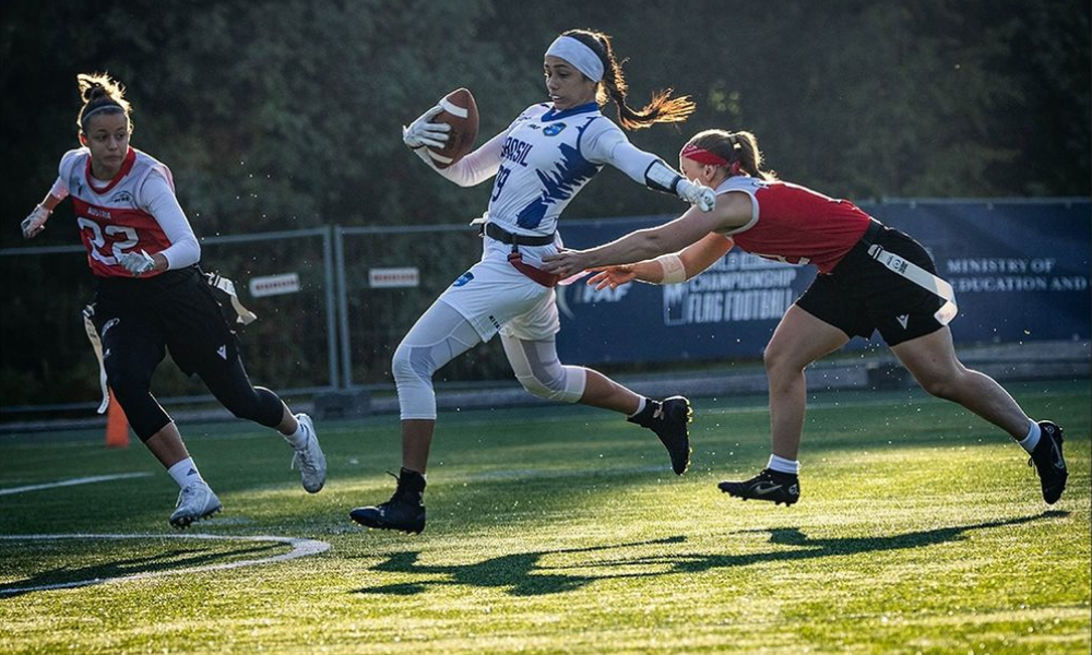 Jogadora do Brasil durante o Mundial de flag football