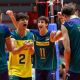 Jogadores da seleção brasileira de vôlei, disputando Mundial sub-17