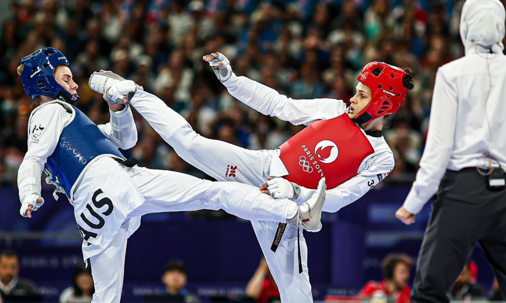 Maria Clara Pacheco no taekwondo dos Jogos Olímpicos de Paris-2024