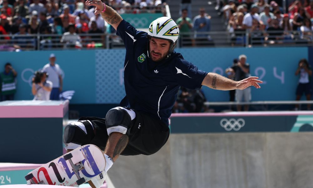 Pedro Barros no skate park masculino dos Jogos Olímpicos de Paris-2024