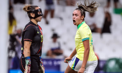 Priscilla após primeiro gol contra Espanha nos Jogos Olímpicos de Paris-2024