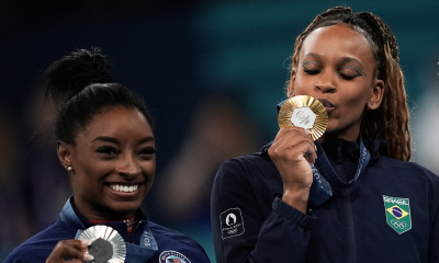 Rebeca Andrade e Simone Biles nos Jogos Olímpicos de Paris-2024