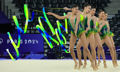 Conjunto do Brasil no treino de pódio dos Jogos Olímpicos de Paris