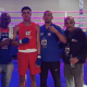 Gabriel Santos e técnicos da equipe da Bahia posam para foto no Brasileiro Juvenil e Cadete