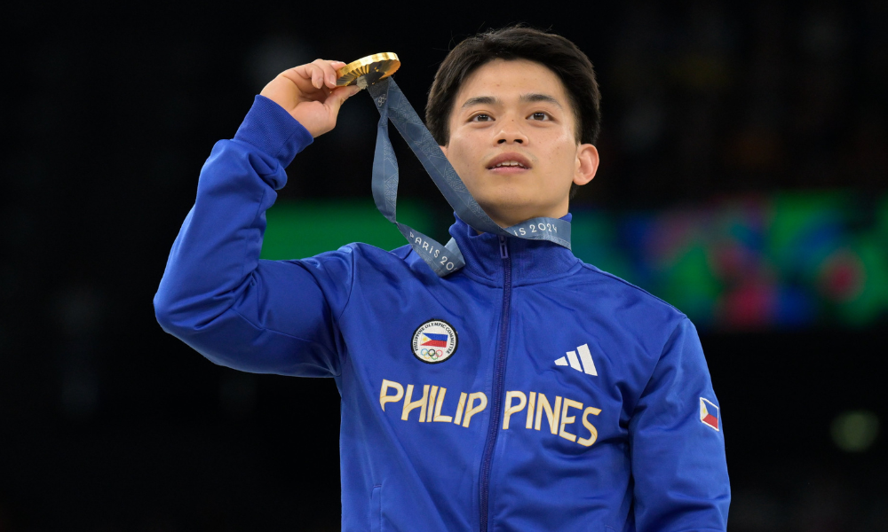 Carlos Yulo ganhou dois ouros na ginástica artística nos Jogos Olímpicos de Paris.