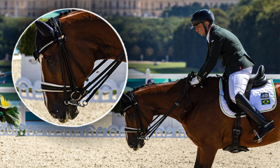 Rodolpho Riskalla com seu cavalo, que foi atrapalhado por abelha durante apresentação nos Jogos Paralímpicos de Paris-2024