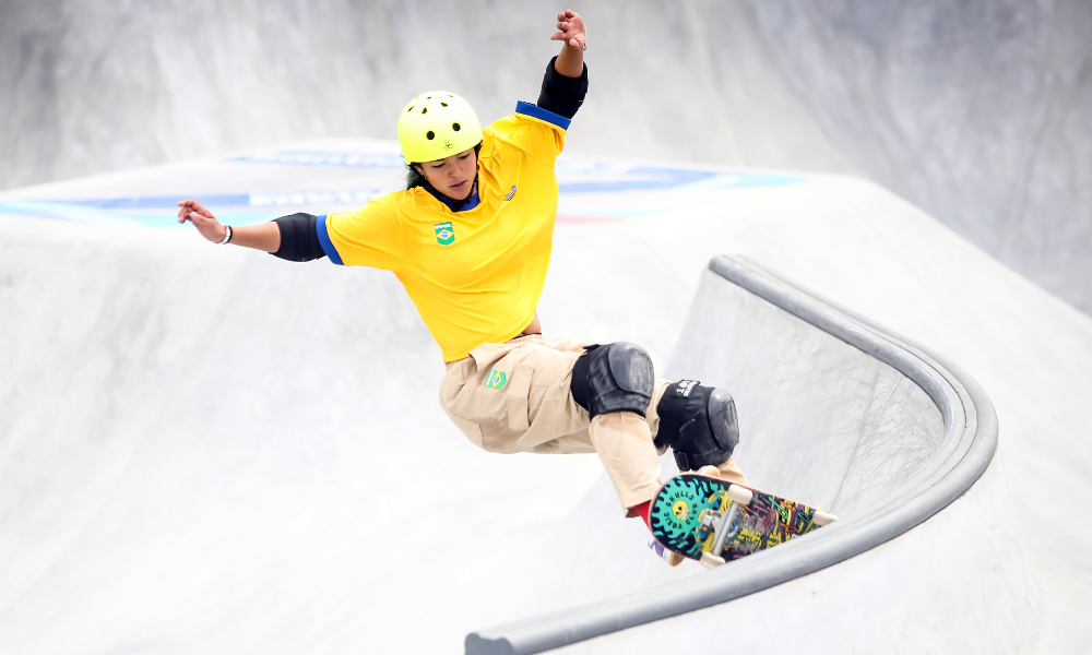 Raicca Ventura durante o Mundial de skate park, em Roma