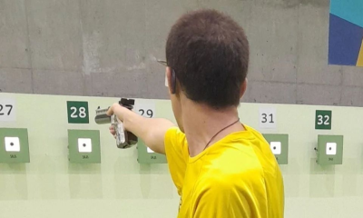 Caio Silas de Almeida durante prova da pistola de ar (Foto: Arquivo/Divulgação CBTE)