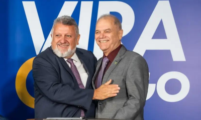 Presidentes do COB e da CAIXA após firmarem patrocínio