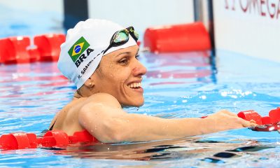 Na imagem, Carolina Santiago, que fez o melhor tempo dos 100m da classe S12.