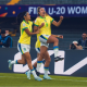 Comemoração das jogadoras do Brasil em um dos gols na vitória sobre Camarões, válida pelo Mundial Sub-20 (Fabio Souza/CBF)