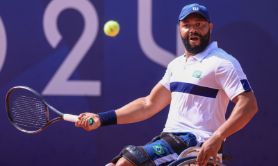 Daniel Rodrigues em ação no tênis em cadeira de rodas dos Jogos de Paris-2024 (Foto: Marcello Zambrana/CPB)