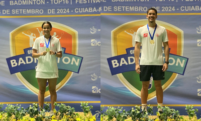 Juliana Viana e Jonathan Matias com as medalhas de ouro na 3ª Etapa do Nacional TOP 16 (Victor Fardin/CBBd)