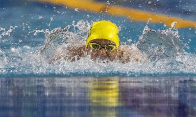 Na imagem, Douglas Matera, que nadou bem para conquistar a classificação nos 100m borboleta.