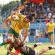 JOgador da seleção brasileira de rugby em ação