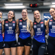 Jogadoras do Minas em treinamento para a estreia na temporada do vôlei feminino