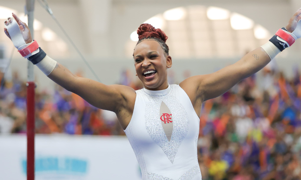 Rebeca Andrade durante o Brasileiro de Ginástica Artística