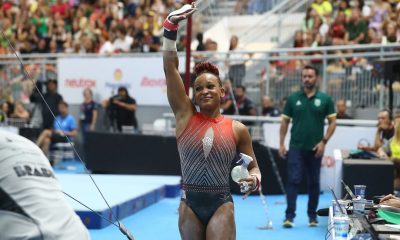 Rebeca Andrade durante o Campeonato Brasileiro de ginástica artística