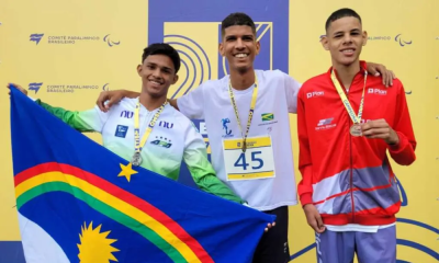 Pódio dos 100m T35 no Brasileiro Sub-17 de atletismo paralímpico