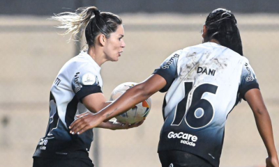 Comemoração de Gabi Zanotti em um dos gols do Corinthians na goleada pela Libertadores Feminina (Staff Images/CONMEBOL)