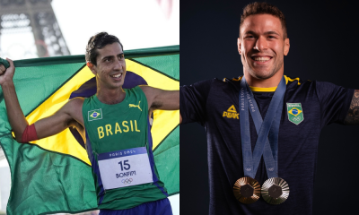 Caio Bonfim e Willian Lima, porta-bandeiras dos Jogos Universitários Brasileiros (JUBs Brasília) (Alexandre Loureiro/COB e Rafael Bello/COB)