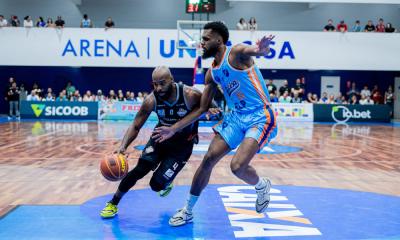 Larry Taylor, do Caxias do Sul, durante duelo contra o Unifacisa pelo NBB; União Corinthians e Fortaleza