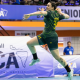 Ataque do Brasil em ação no Sul-Centro Americano Feminino de handebol, em Niterói (Bruno Ruas/CBHb)