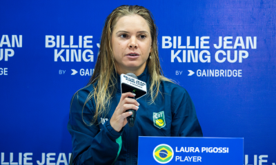 Laura Pigossi em coletiva pós-partida da Billie Jean King Cup (Caio Poltronieri/OTD)