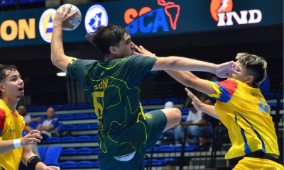 Brasil em quadra no Sul-Centro Americano Juvenil de handebol (Foto: Carlos Montealto/Handball SCA)