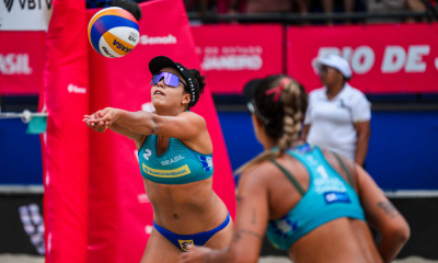 Thâmela e Victória em ação no Elite 16 do Rio de Janeiro (Foto: Volleyball World)