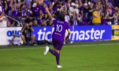 Marta comemora gol do Orlando Pride nos playoffs da NWSL