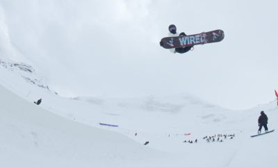 Augustinho Teixeira em treino de snowboard halfpipe em Saas Fee na Suíça