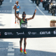 Núbia de Oliveira cruzando a linha de chegada na Corrida de São Silvestre, em São Paulo (Paulo Pinto/Agência Brasil)