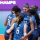 Jogadores do Conegliano em partida do Mundial de Clubes Feminino (Foto: Volleyball World)