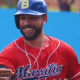 Jogador do Nikkey Marília celebrando vitória na Taça Brasil de beisebol (Reprodução/Instagram/@cbbsbr)