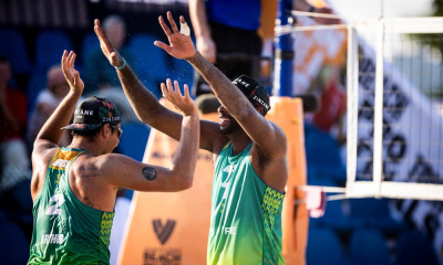 Evandro e Arthur no Finals do Circuito Mundial de vôlei de praia