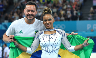 Francisco Porath e Rebeca Andrade nos Jogos Olímpicos de Paris