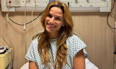 Jade Barbosa após realizar uma cirurgia no joelho