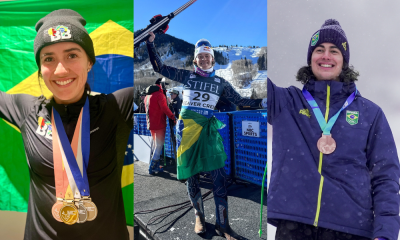 Nicole Silveira, Lucas Pinheiro Braathen e Zion Bethônico com suas medalhas histórias para os esportes de inverno do Brasil