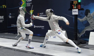 Érico Patto (dir.) disputa a competição em Bogotá. Foto de Arquivo: Rosele Sanchotene.