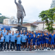 Equipe do Santos no desembarque em Araraquara, sede do grupo do time na Copinha 2025 (Bruno Vaz/Santos FC)