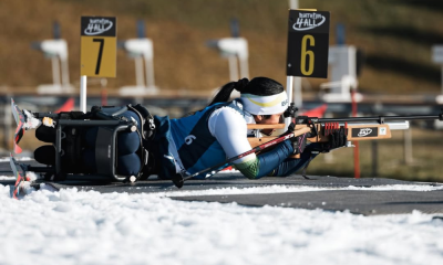 Aline Rocha na Copa do Mundo de parabiatlo em Val di Fiemme