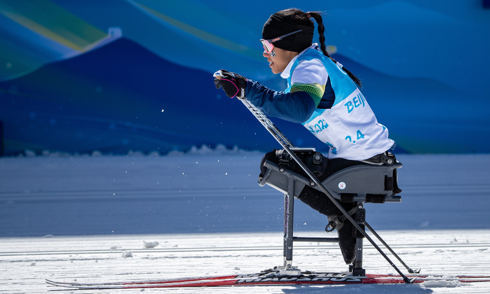 Aline Rocha esqui em prova da Copa do Mundo de parabiatlo