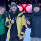 Augustinho Teixeira com seu treinador e sua fisioterapeuta na Copa do Mundo de snowboard em laax na Suíça