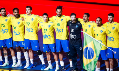 Equipe do Brasil, comandada por Marcus Tatá, no Mundial de handebol masculino