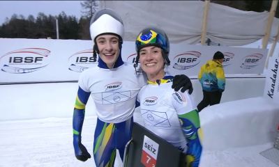 Eduardo Strapasson e Nicole Silveira na Copa do Mundo de skeleton em St. Moritz