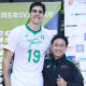 Felipe Roque como MVP de vitória do Hiroshima Thunders na Liga Japonesa de vôlei